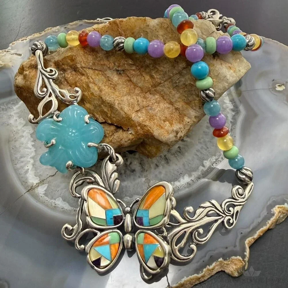 Carolyn Pollack Sterling Inlay Butterfly & Multistone Beads 15
